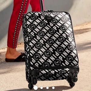 Pink- Victoria's Secret Spinner Carry On Luggage Bag.